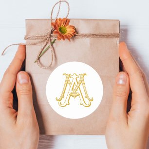 MA or AM Monogram sticker in gold