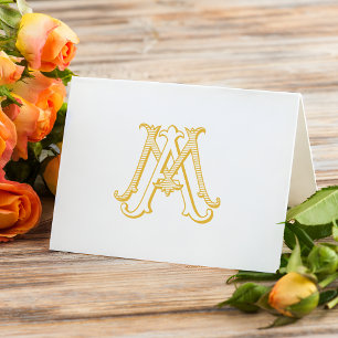MA or AM monogram thank you card or notecard gold