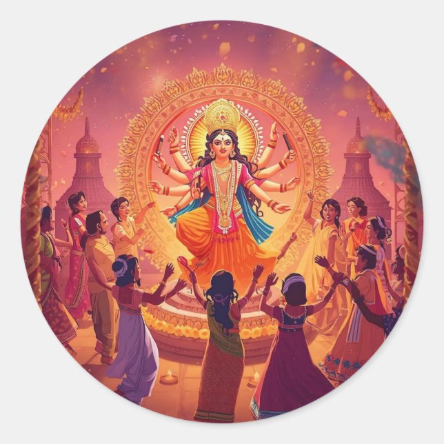 Maa Durga – The Heart of Dussehra Celebrations Classic Round Sticker (Front)