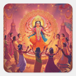 Maa Durga – The Heart of Dussehra Celebrations Square Sticker