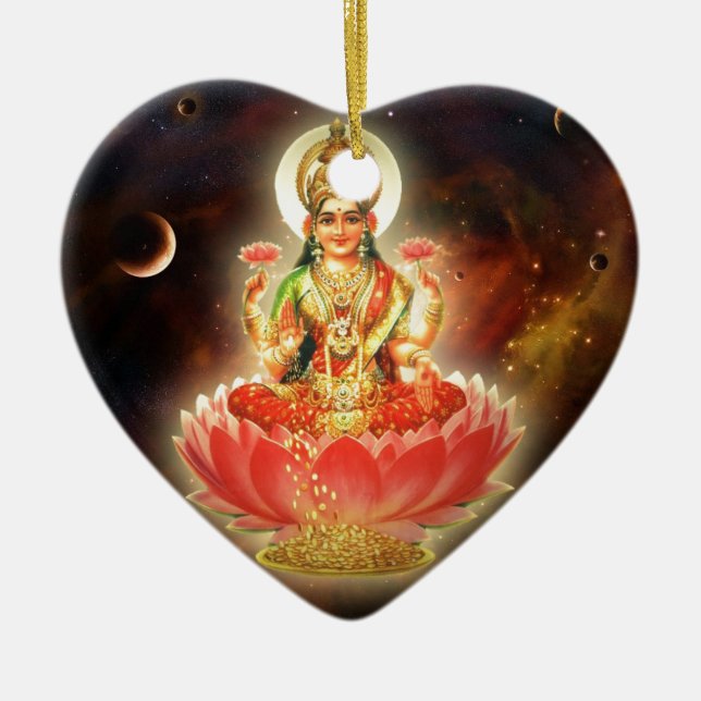 Maa Maha Lakshmi Devi Laxmi Goddess of Wealth Ceramic Ornament (Front)