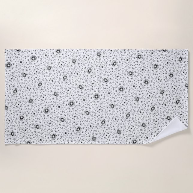 Maacah001 B&W abstract doodle Beach Towel (Front)