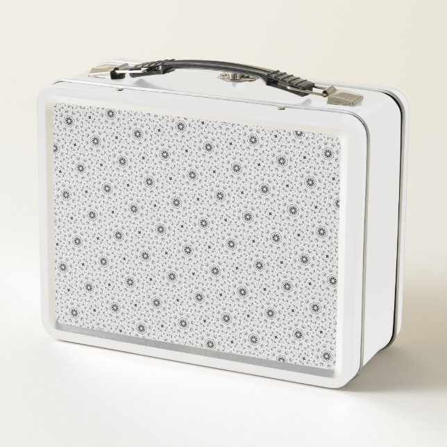 Maacah001 B&W abstract doodle Metal Lunch Box (Back)