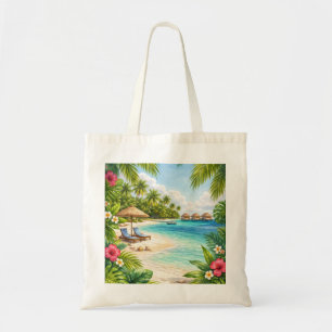 Maafushi Maldives Tropical Beach Overwater Bungalo Tote Bag