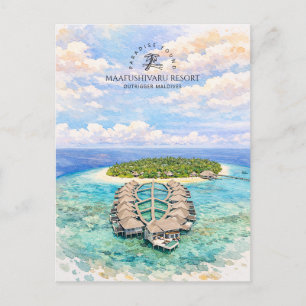 Maafushivaru Resort, Outrigger Maldives Watercolor Postcard
