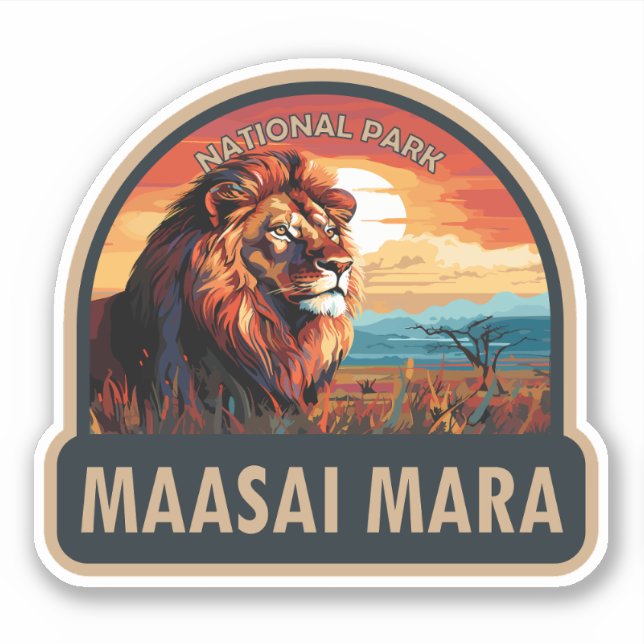 Maasai Mara National Reserve Lion Travel Art (Front)
