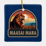 Maasai Mara National Reserve Lion Travel Art Ceramic Ornament<br><div class="desc">Maasai Mara vector artwork design. Maasai Mara National Reserve is an area of preserved savannah wilderness in southwestern Kenya,  along the Tanzanian border. Its animals include lions,  cheetahs,  elephants,  zebras and hippos.</div>