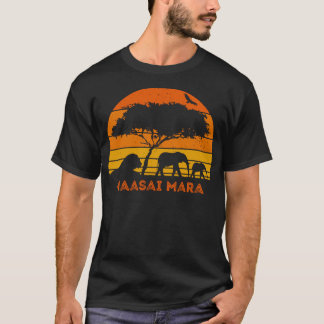 Maasai Mara Safari Elephant Lion Sunset Kenya Safa T-Shirt