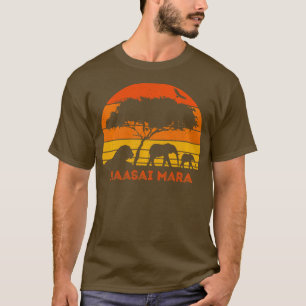 Maasai Mara Safari Elephant Lion Sunset Kenya Safa T-Shirt