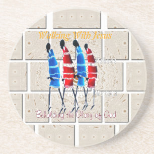 Maasai Morans Christian Art Print Coaster