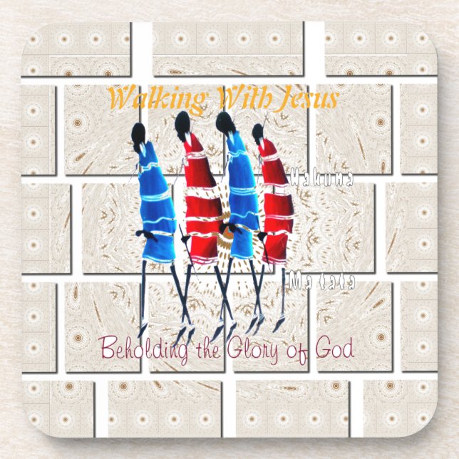 Maasai Morans Christian Art Print Coaster (Front)