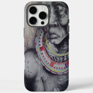 Maasai Mother & Child with Lion Art Print/Graphic iPhone 16 Pro Max Case
