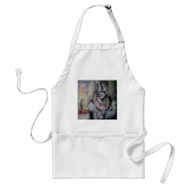 Maasai Mother & Child with Lion Art Print/Graphic Standard Apron (Front)