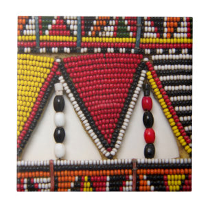 Maasai Tribal Beadwork Ceramic Tile