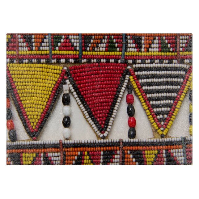 Maasai Tribal Beadwork Cutting Board (Front)