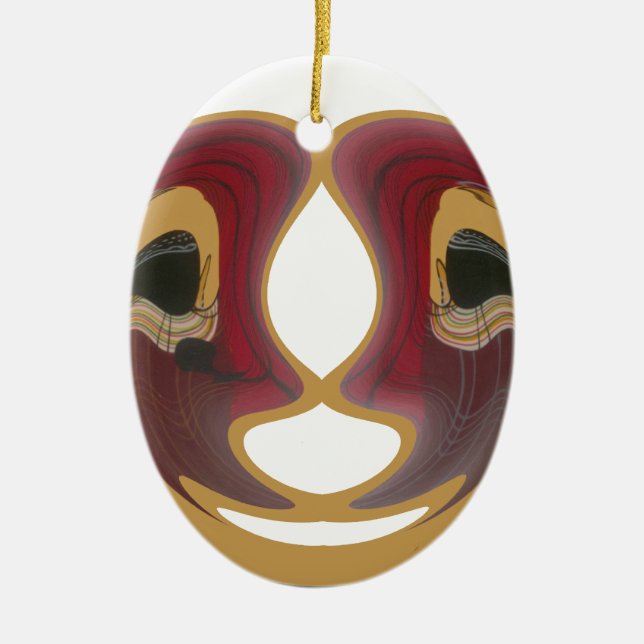 Maasai Tribal Whirl Art Print Ceramic Tree Decoration (Front)