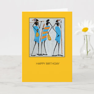 Maasai Warriors, Kenya, African Art Birthday Card