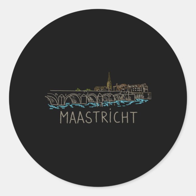 Maastricht Netherlands Hand Drawn Classic Round Sticker (Front)
