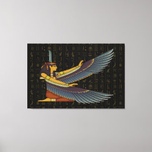 Ma'at Goddess On Hieroglyphs Canvas Print