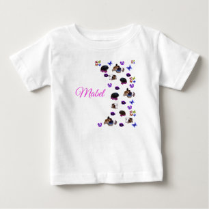 Mabel, Name, With Guinea Pigs And Pansies, Baby T-Shirt