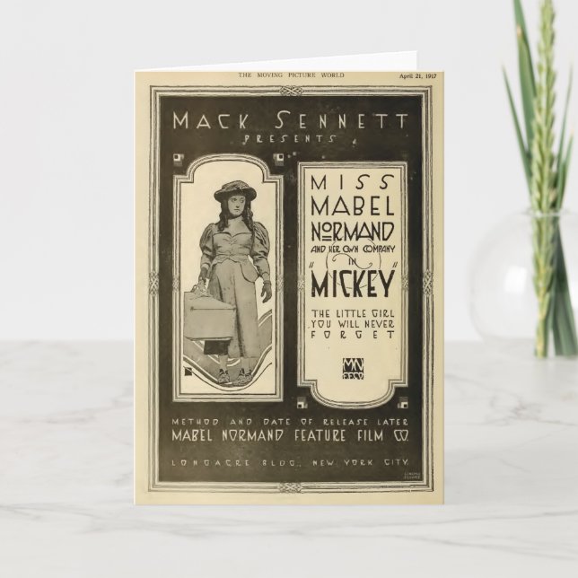 Mabel Normand 1917 Exhibitor Ad silent film Card (Front)