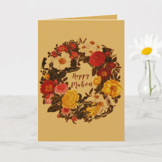 Mabon Autumn Equinox Wreath on Fall Gold Card