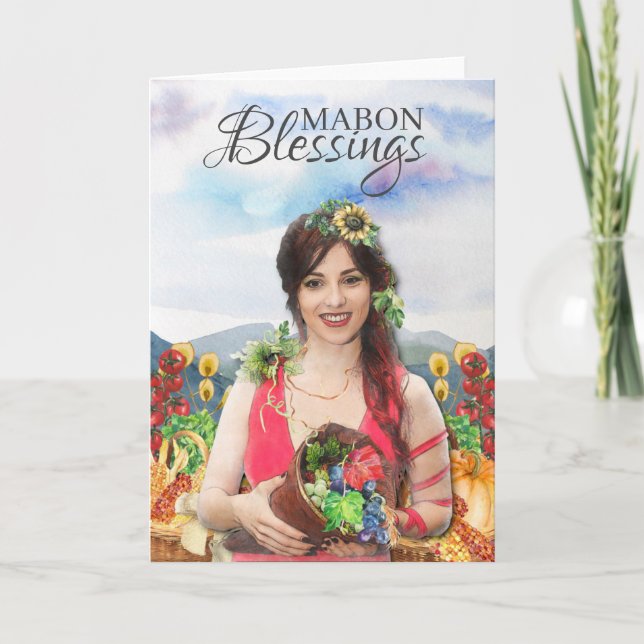 Mabon Blessings Autumn Equinox Wiccan Harvest Holiday Card (Front)