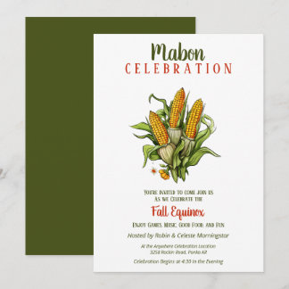 Mabon Fall Equinox Harvest Corn Bouquet Invitation