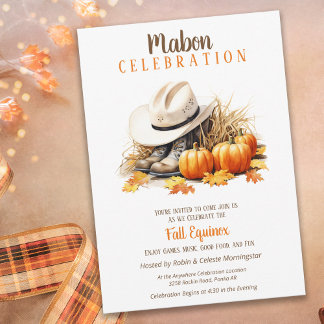 Mabon Harvest Fall Equinox Boots & Pumpkins Invitation