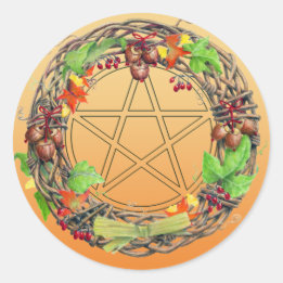 Mabon Wreath Classic Round Sticker
