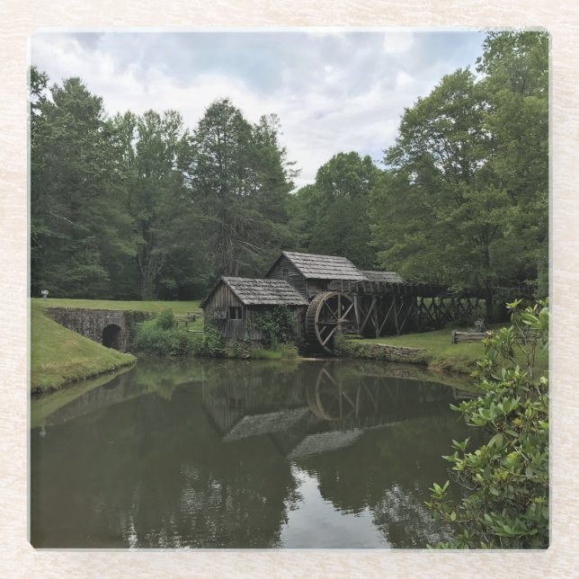 Mabry Mill, Virginia Glass Coaster (Front)