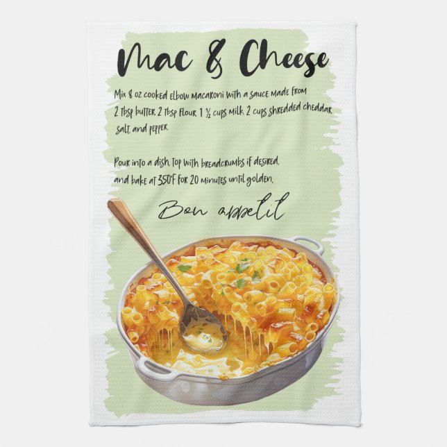 Mac And Cheese Baking Recipe Tea Towel (Vertical)