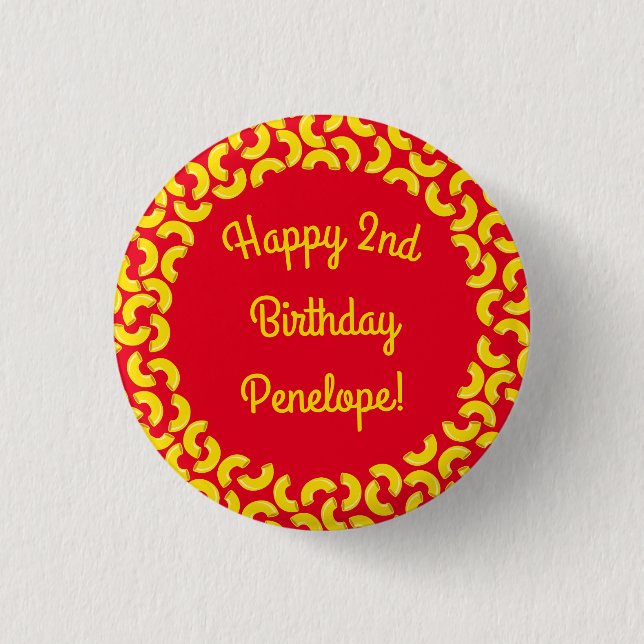 Mac and Cheese Birthday Party Macaroni 3 Cm Round Badge (Front)