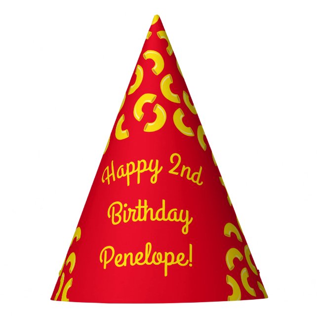 Mac and Cheese Birthday Party Macaroni Hat (Front)