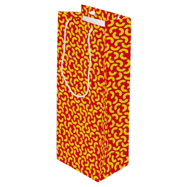 Mac and Cheese Birthday Party Macaroni Wine Gift Bag (Front Angled)