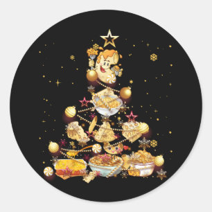 Mac And Cheese Christmas Tree Mac N Cheese Macaron Classic Round Sticker