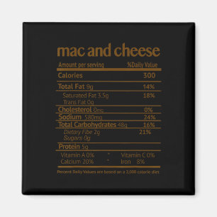 Mac And Cheese Costume Funny Food Nutrition Facts Magnet