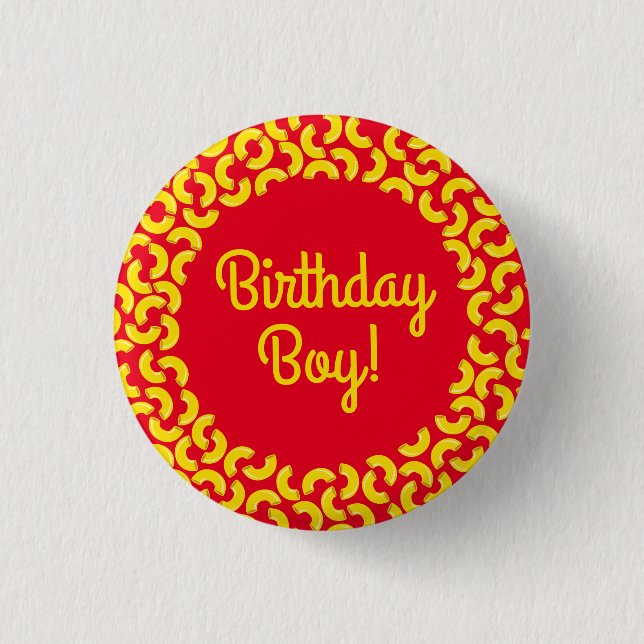 Mac and Cheese Kid 1st Birthday Party Macaroni 3 Cm Round Badge (Front)