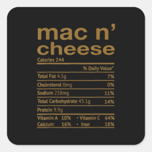 Mac And Cheese Nutrition Facts 2020 Thanksgiving Square Sticker