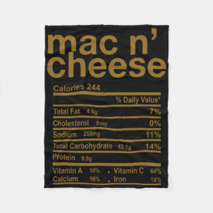 Mac And Cheese Nutrition Facts Funny Thanksgiving Fleece Blanket