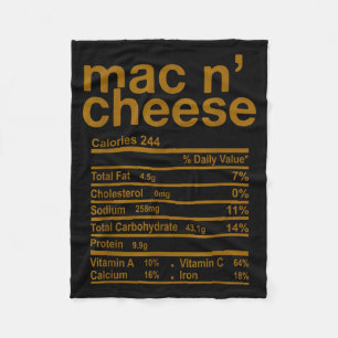 Mac And Cheese Nutrition Facts Funny Thanksgiving  Fleece Blanket