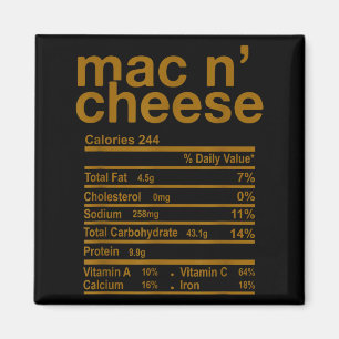 Mac And Cheese Nutrition Facts Funny Thanksgiving Magnet