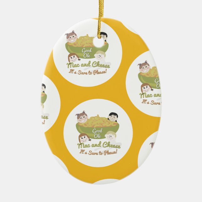Mac and Cheese Please Pattern Ceramic Ornament (Front)