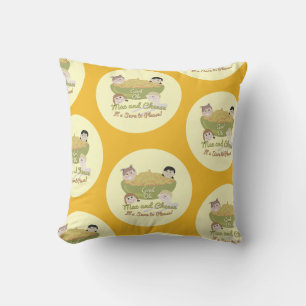 Mac and Cheese Please Retro Kid Fun Pattern Cushion