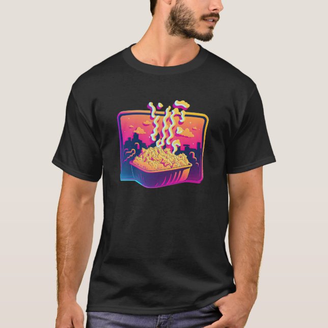 Mac And Cheese Synthwave 80s Retrowave Aesthetic T-Shirt (Front)