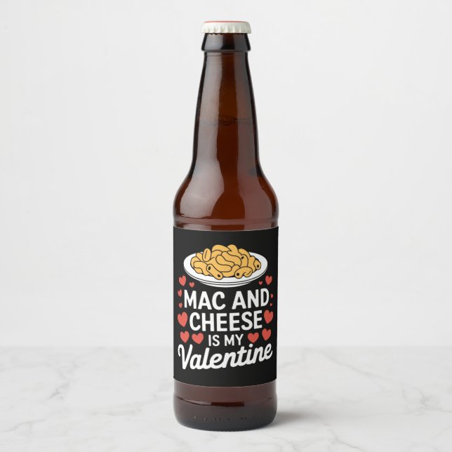 Mac And Cheese Valentine Mac n Cheese Lover Gift Beer Bottle Label (Front)