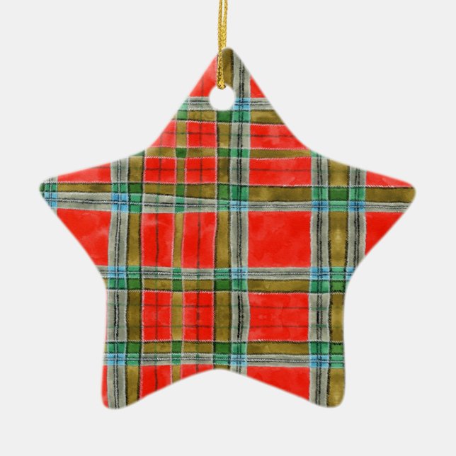 MAC BAIN TARTAN Ceramic Star Ornament (Front)