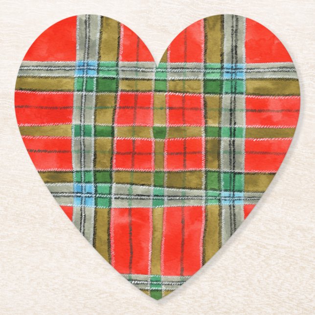 MAC BAIN TARTAN Heart Paper Coasters (Front)