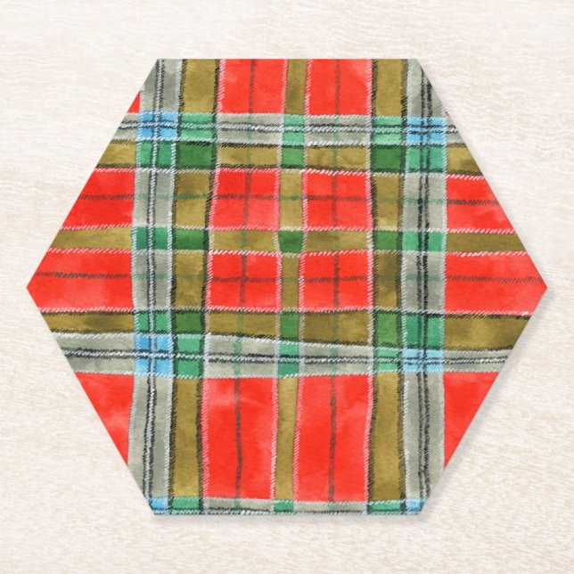 MAC BAIN TARTAN Hexagon Paper Coasters (Front)