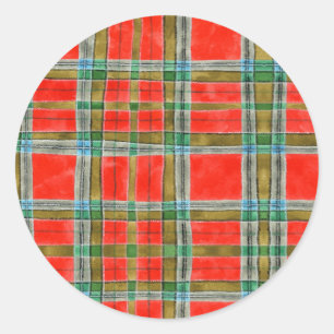 MAC BAIN TARTAN Large Round Stickers
